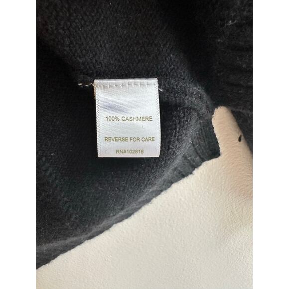 Garnet Hill Black Cashmere Pointelle-Detail Pullover Size Small - Picture 4 of 6